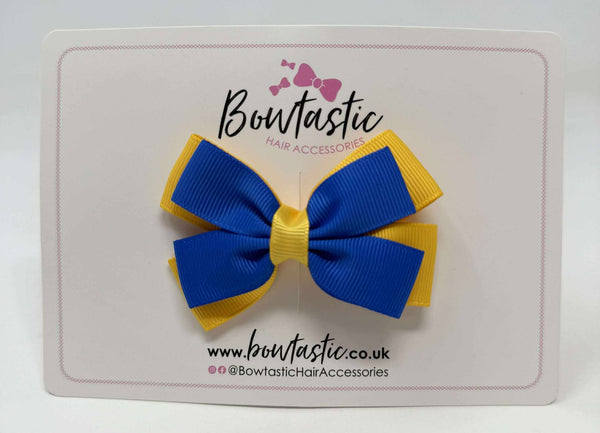 3 Inch Layer Butterfly Bow - Royal Blue & Yellow Gold