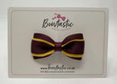 3 Inch 3 Layer Tuxedo Bow - Burgundy & Yellow Gold