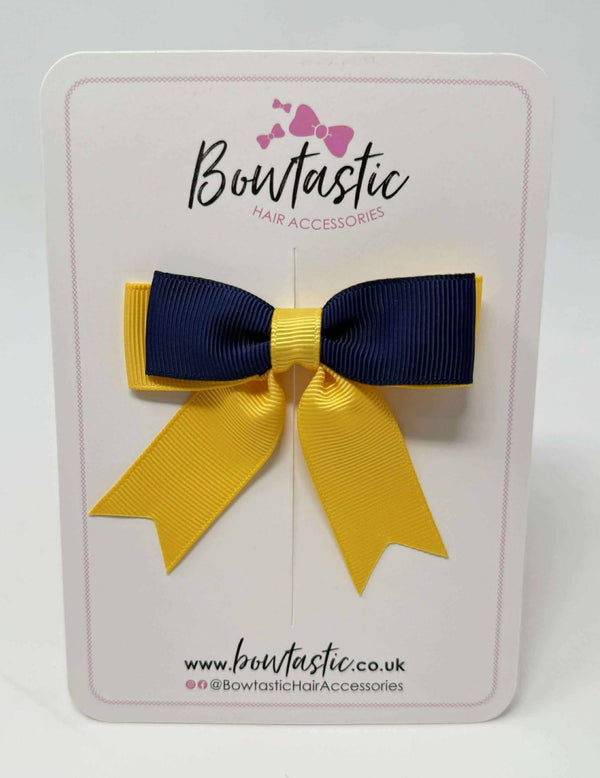 2.75 Inch Tail Bow - Navy & Yellow Gold