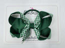 4 Inch Double Ribbon Bow Bobble Style 2 - Forest Green & Green Gingham