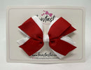 4 Inch Flat 3 Layer Bow - Red & White