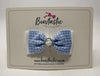 3 Inch Gem Bow - Light Blue & White Gingham