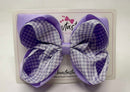5 Inch 2 Layer Bow - Lilac & Lilac Gingham