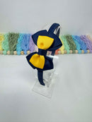 2.5 inch Bow Alice Band - Navy & Yellow Gold