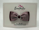 3 Inch Gem Bow - Burgundy & Burgundy Gingham