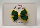 3 Inch Layer Butterfly Bow - Forest Green & Yellow Gold