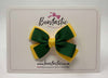 3 Inch Layer Butterfly Bow - Forest Green & Yellow Gold