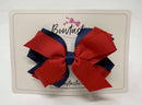 4 Inch Flat 3 Layer Bow - Red & Navy