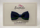 3 Inch 3 Layer Tuxedo Bow - Navy & Forest Green