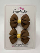 2.5 Inch Butterfly Bow - Turftan & Yellow Gold - 2 Pack