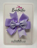 3 Inch 2 Layer Pinwheel Bow - Lilac & Lilac Gingham