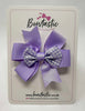 3 Inch 2 Layer Pinwheel Bow Thin Elastic - Lilac & Lilac Gingham
