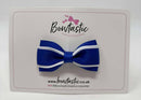3 Inch 3 Layer Tuxedo Bow - Cobalt & White