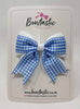 3 Inch Flat 2 Layer Tail Bow - Blue & White Gingham