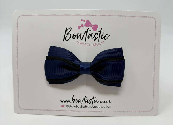 3 Inch 3 Layer Tuxedo Bow - Navy & Black