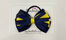 4 Inch Loop Bow Bobble - Navy & Daffodil