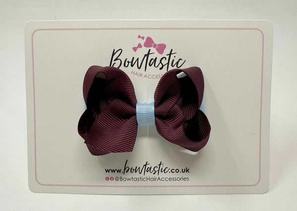 3 Inch Double Bow - Burgundy & Blue Topaz