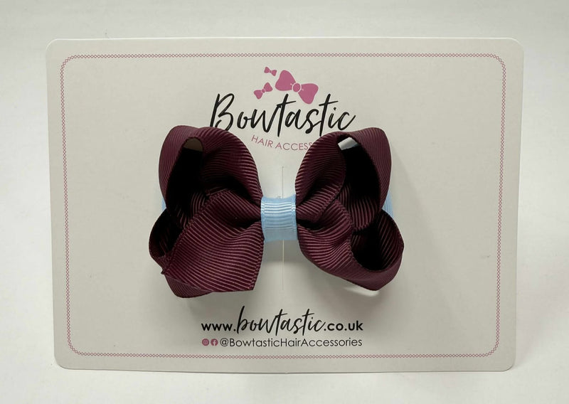 3 Inch Double Bow - Burgundy & Blue Topaz