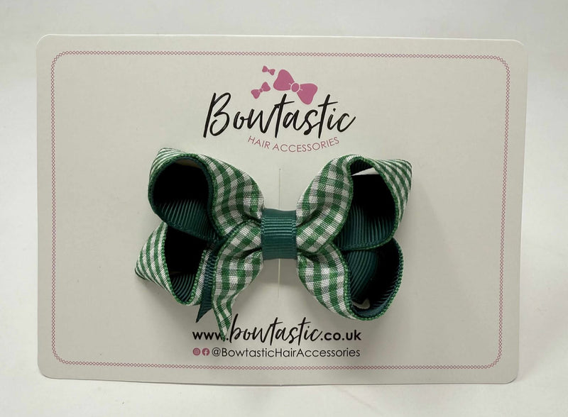3 Inch Bow - Hunter Green & Green Gingham