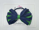 4 Inch Loop Bow Bobble - Navy & Emerald Green