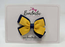 3 Inch Layer Butterfly Bow - Yellow Gold & Navy