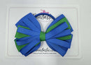 4 Inch Loop Bow Bobble - Royal Blue & Emerald Green
