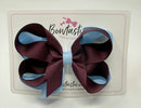 4 Inch Bow 2 Layer - Burgundy & Blue Topaz