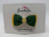 3.5 Inch Flat Gem Bow - Forest Green & Yellow Gold