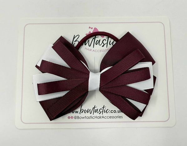 4 Inch Loop Bow Bobble - Burgundy & White