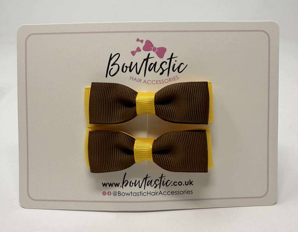 2.5 Inch Flat Bow - Turftan & Yellow Gold - 2 Pack