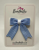2.75 Inch Tail Bow - Blue & White Gingham