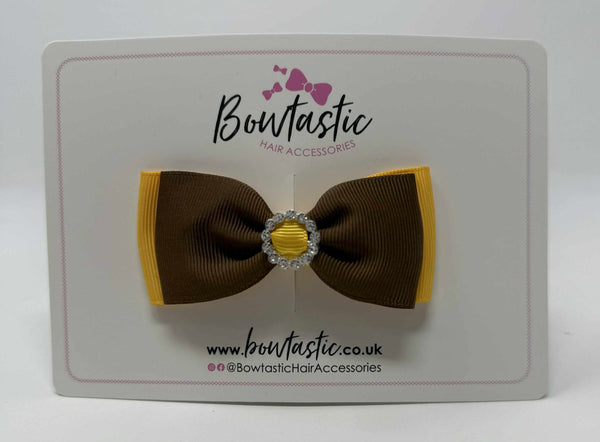 3.5 Inch Flat Gem Bow - Turftan & Yellow Gold