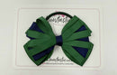 4 Inch Loop Bow Bobble - Forest Green & Navy