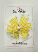 4 Inch Double Pinwheel Bow Bobble - Yellow & White Gingham