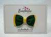 3 Inch Flat Double Bow - Forest Green & Yellow Gold