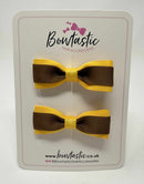 2.5 Inch Tuxedo Bow - Turftan & Yellow Gold - 2 Pack