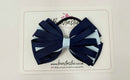 4 Inch Loop Bow Bobble - Navy & Light Blue