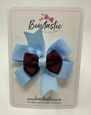 3 Inch 2 Layer Pinwheel Bow - Burgundy & Blue Topaz