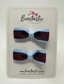 2.5 Inch Tuxedo Bow - Burgundy & Blue Topaz - 2 Pack