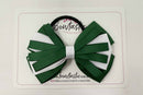 4 Inch Loop Bow Bobble - Forest Green & White