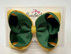 5 Inch Double Bow - Forest Green & Yellow Gold