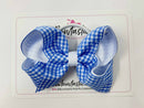 4 Inch Double Ribbon Bobble - Blue & White Gingham
