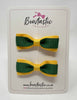 2.5 Inch Tuxedo Bow - Forest Green & Yellow Gold - 2 Pack