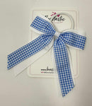 4.5 Inch Tail Bow Bobble - Blue & White Gingham