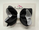 4 Inch Double Ribbon Bow - Black & White