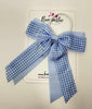 4.5 Inch Tail Bow Bobble - Bluebell & Light Blue Gingham