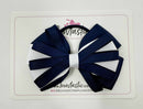 4 Inch Loop Bow Bobble - Navy & White