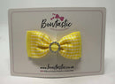 3 Inch Gem Bow - Yellow & Yellow Gingham