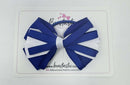4 Inch Loop Bow Bobble - Cobalt & White