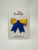 2.75 Inch Tail Bow - Yellow Gold & Royal Blue